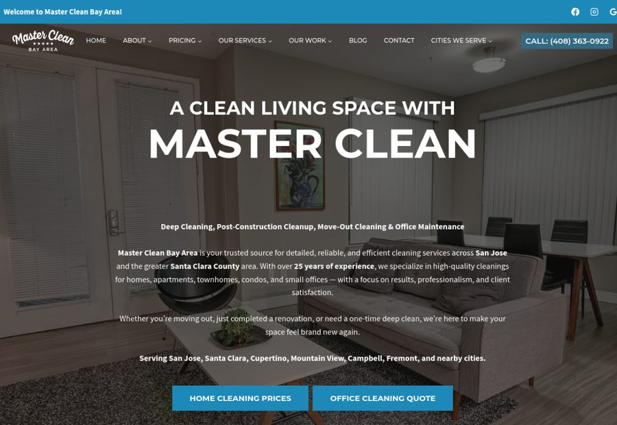 Master Clean Bay Area — homepage screenshot